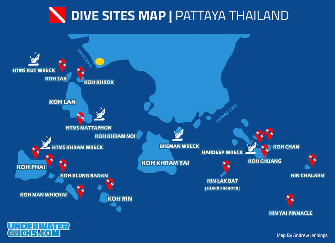 Dive Sites Map Pattaya Thailand